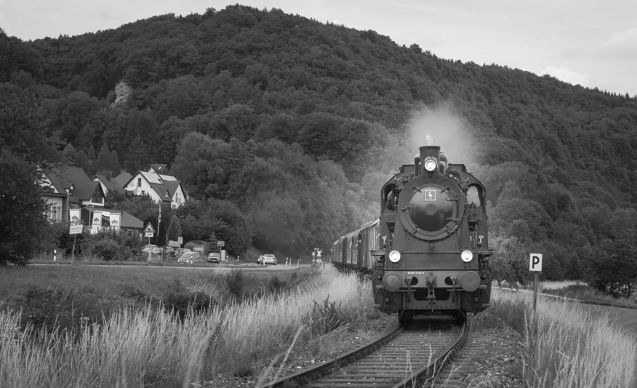 Belichtungskorrektur, Dampfbahn Fränkische Schweiz, Lok